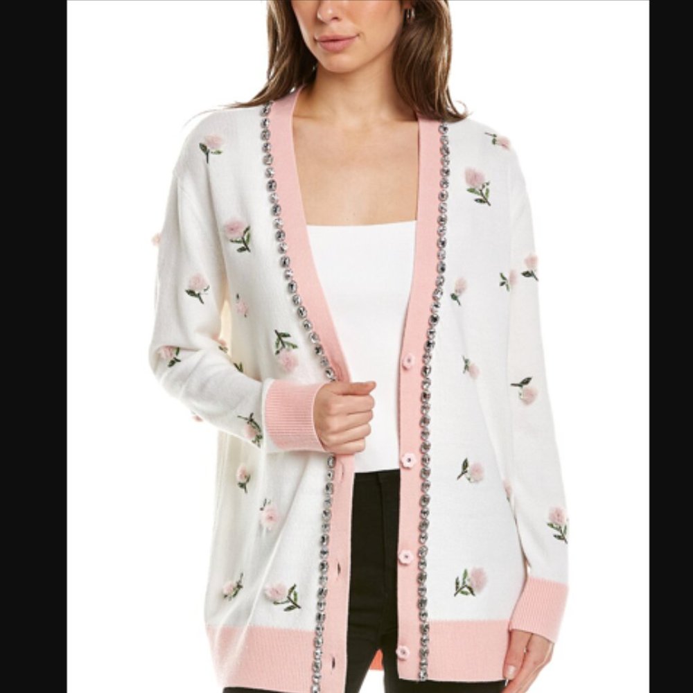 Alice + Olivia | Bradford floral-embroidered cardigan
